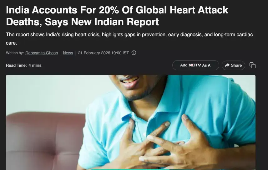 News headline about a heart attack